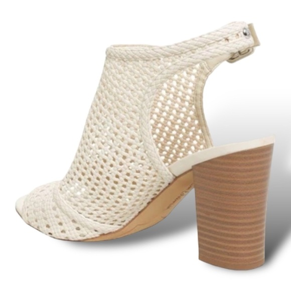 SAM EDELMAN “EVIE” 4”Leather Basket Weave Sandal Women’s 10 Neutral Ivor… - Picture 8 of 12